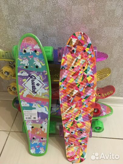 Пениборды, скейты светящиеся колеса 55 см новые