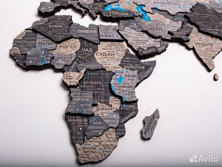 Деревянная карта мира 3D настенная, Симферополь