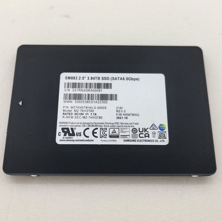 [SM883] Ssd Samsung 3.84tb Mz7kh3t8hals-00005 Sm883