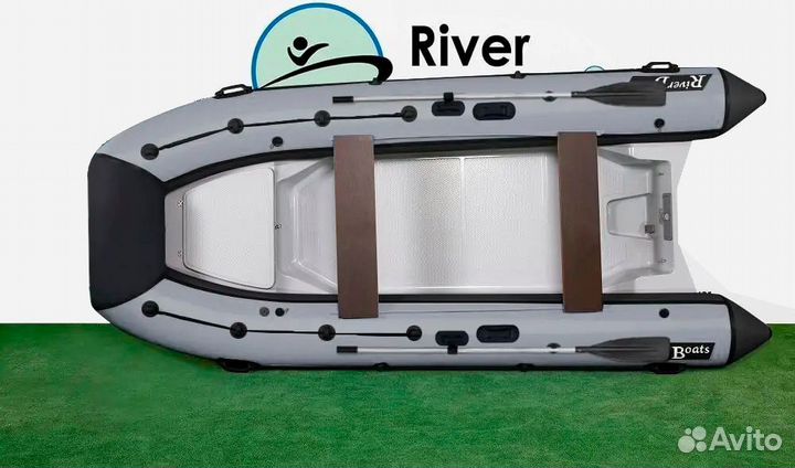 Лодка риб (RIB) RiverBoats RB 400, серо-белый, накладка на рундук,утка, корпус белый rbrib400-N-U-GW