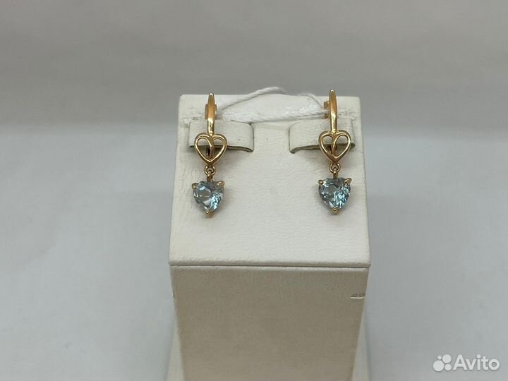 Серьги золотые с камнем 585*(Ленина 23)