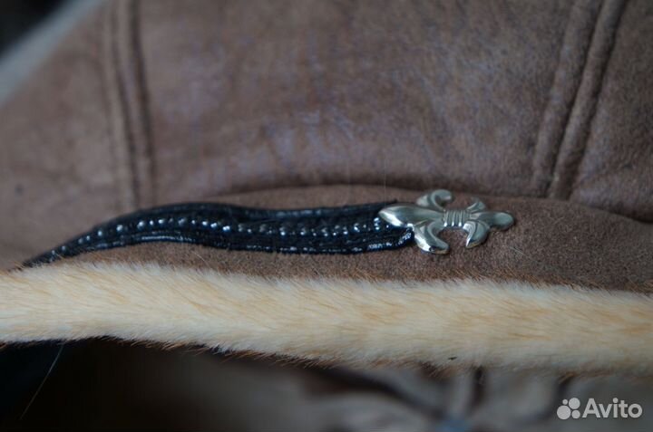 Женский меховой берет к дубленке, натуральная кожа