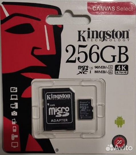 Карта памяти micro sd 256 с адаптером