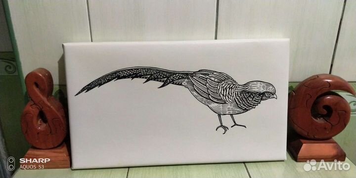 Картины птицы листья ракушки