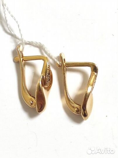 Серьги с синтетическим камнем Золото