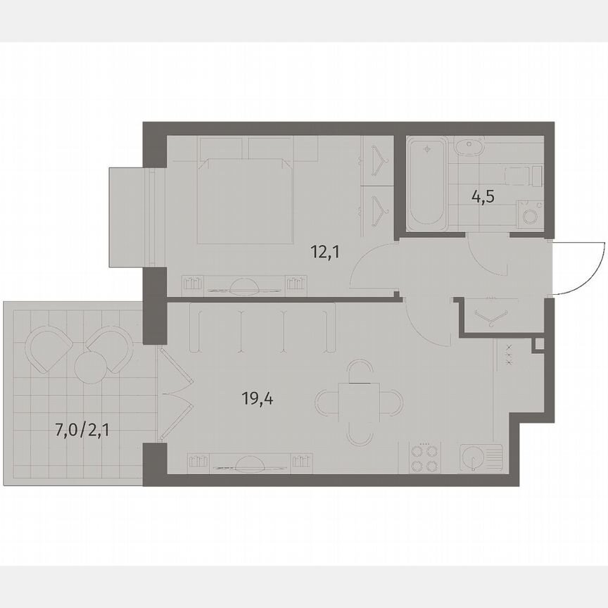 1-к. квартира, 42 м², 1/8 эт.