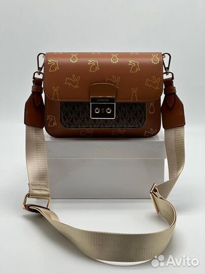 Сумка Michael Kors с кроликами коричневая с чёрным