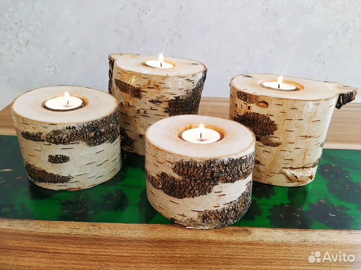 Набор подсвечников из березы