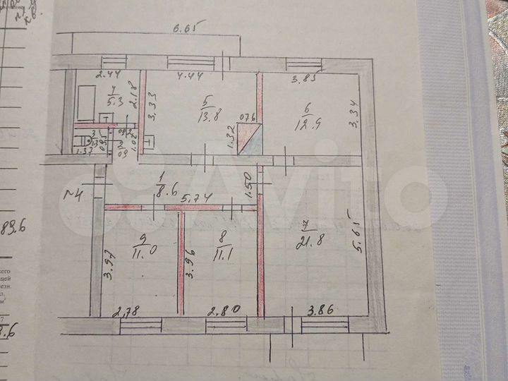 4-к. квартира, 89,6 м², 2/2 эт.