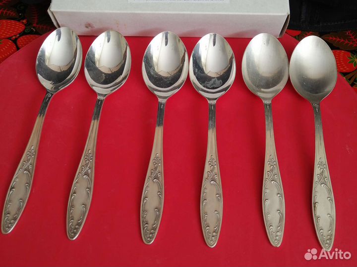 Чайные ложки мельхиор 6штук. Ложки и вилки столов