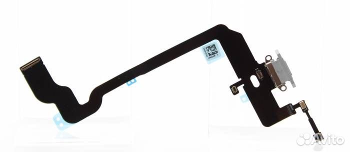 Шлейф iPhone Xs Разъем зарядки/Микрофон Серебро