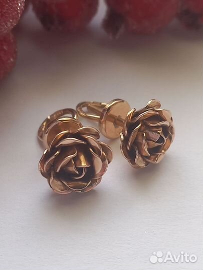 Золотые серьги пусеты 583пр
