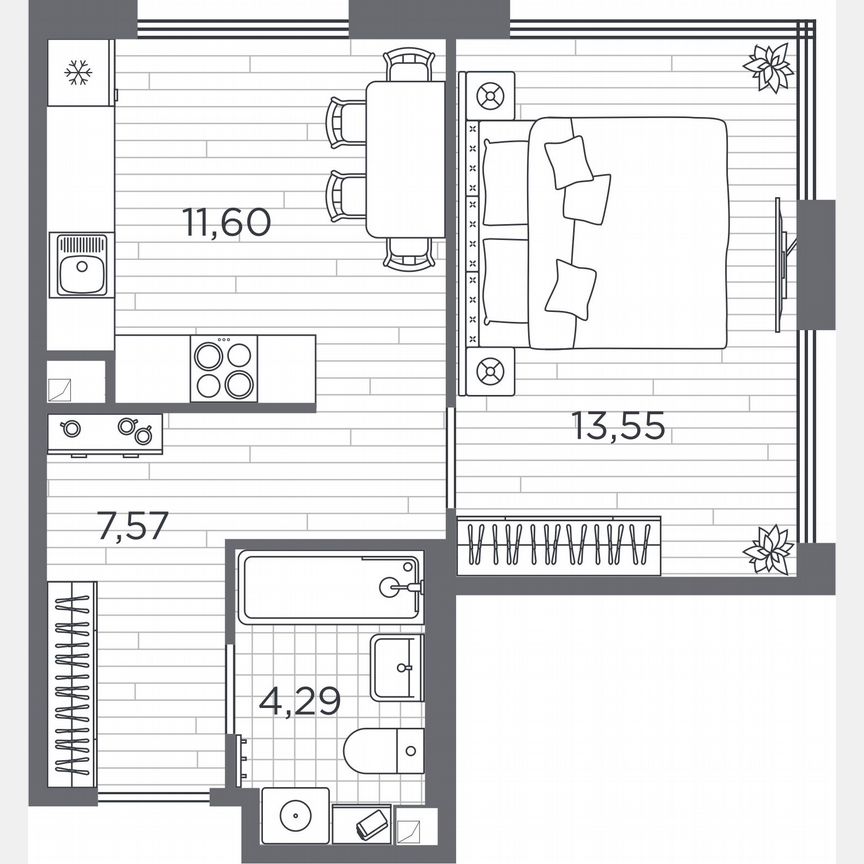 1-к. квартира, 37 м², 2/5 эт.
