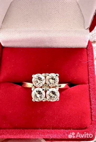 Кольцо с бриллиантом 750, желтое золото СССР