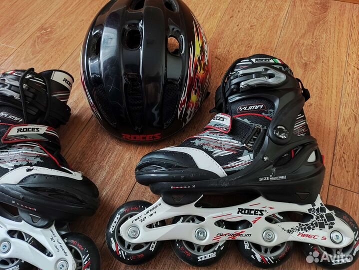 Роликовые коньки, шлем, защита и сумка roces yuma