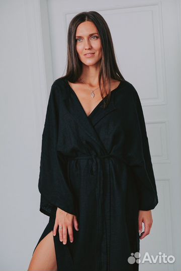 Черное платье кимоно