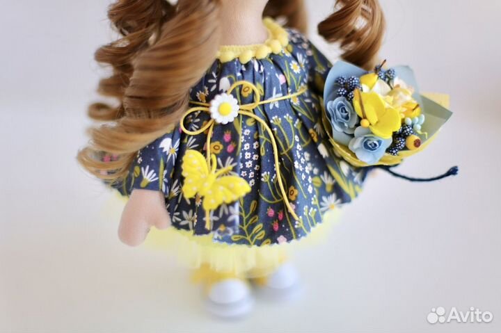 Кукла ручной работы, тильда интерьерная с цветами