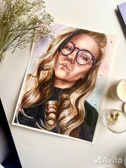 Портрет по фото на заказ Картина Акварель Акрил