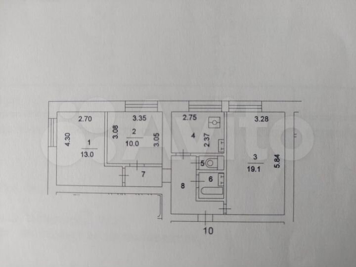 3-к. квартира, 60 м², 3/12 эт.