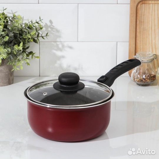 Ковш «Альфа», 1,5 л, стеклянная крышка, пластикова