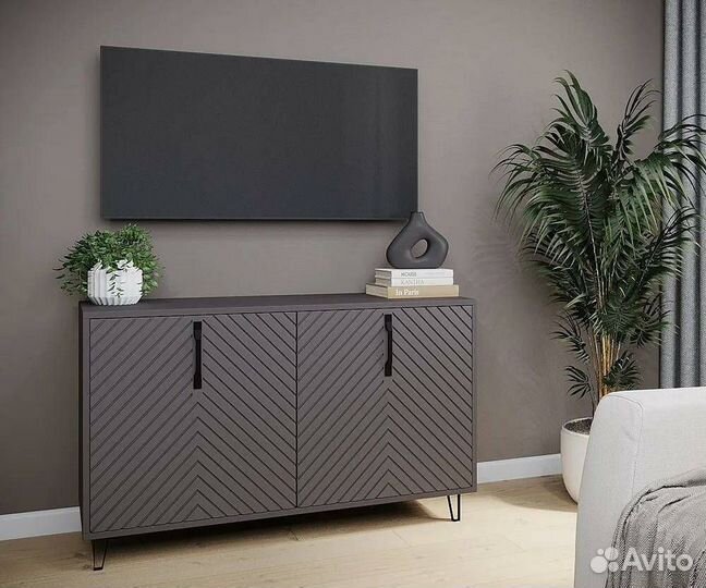 Тумба под телевизор, софт графит / серый