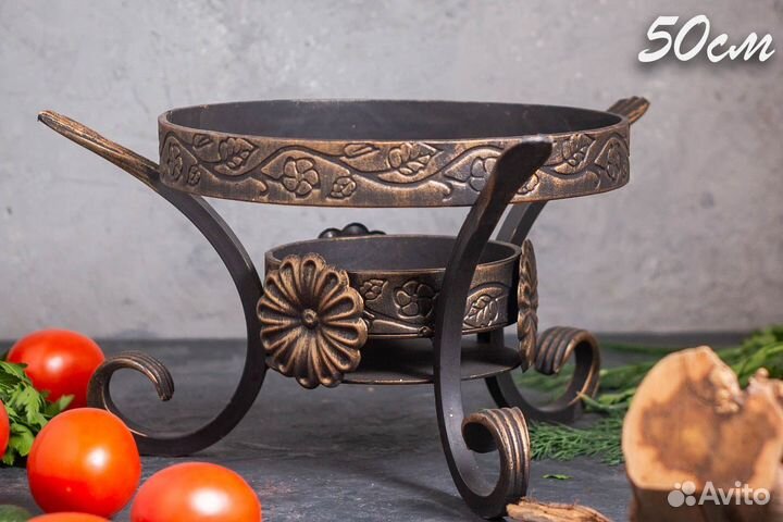 Сковорода Садж из нержавеющей стали 50 см на подст