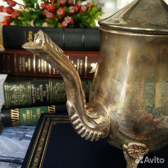 Старинный чайник, серебрение, Германия