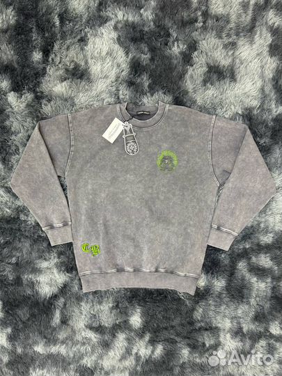 Свитшот Chrome Hearts серый с зеленым