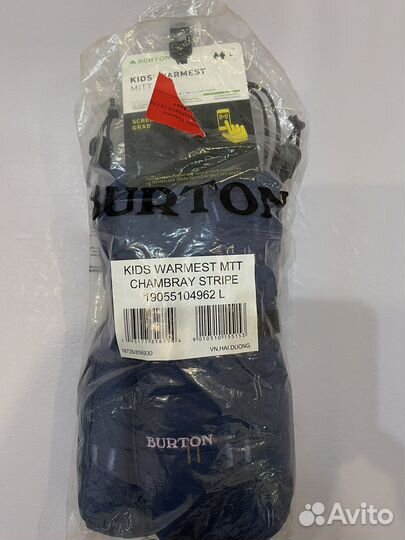 Burton warmest варежки Large на 10-13 лет новые