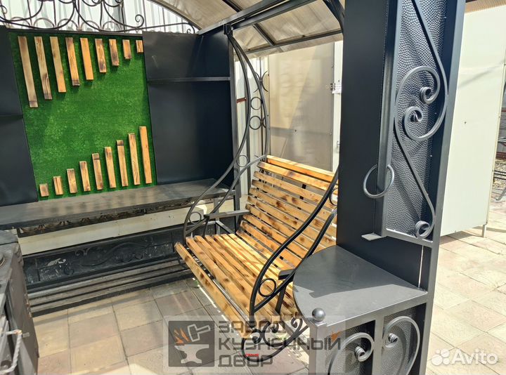 Мангал с крышей и печкой