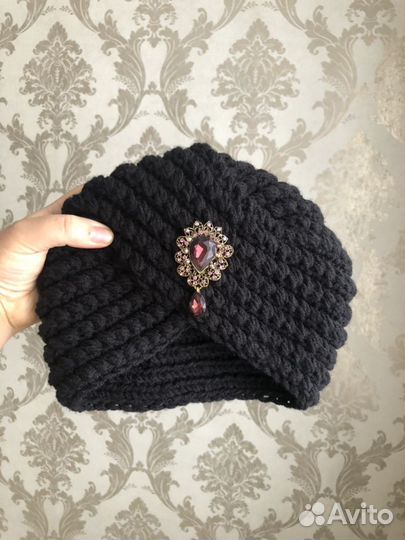 Шапка чалма с брошью