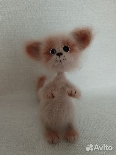 Вязаный котик игрушка из пряжи