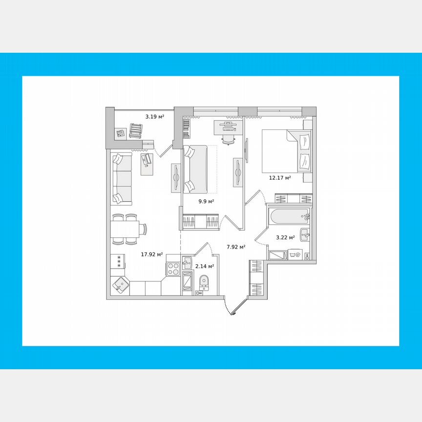 2-к. квартира, 52,7 м², 14/14 эт.