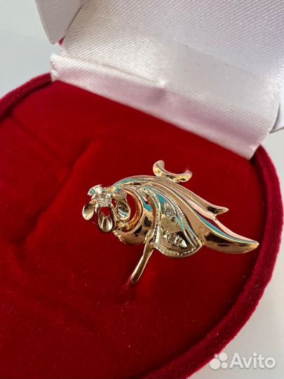 Золотое кольцо СССР с бриллиантами