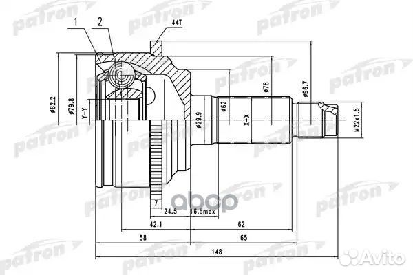 ШРУС наружн к-кт 28x62x32 ABS:44T mazda: 6 02