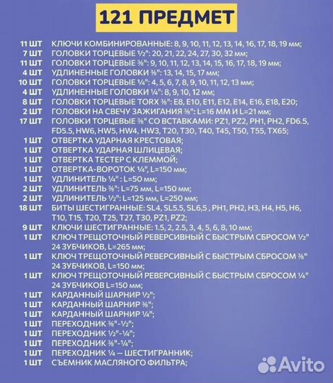 Набор инструментов 121 предметов