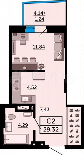 Квартира-студия, 29,2 м², 16/27 эт.