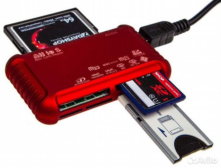 Картридер usb 6 видов флешек бу хор состоян+кабель