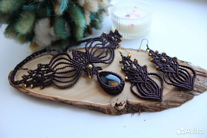 Колье+серьги ручная работа