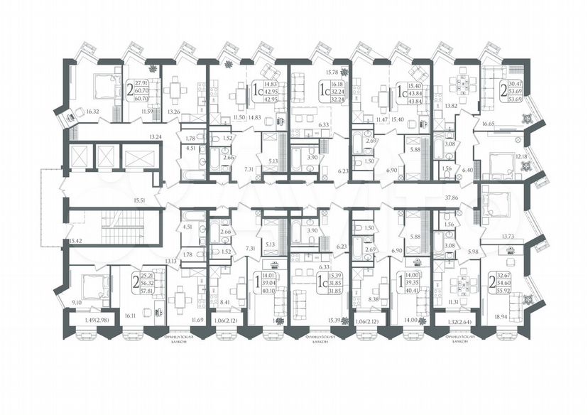 Своб. планировка, 31,9 м², 5/22 эт.