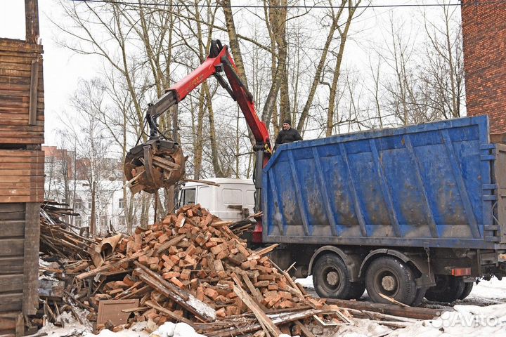 Вывоз мусора контейнером 1-36м3, ломовозом 30м3