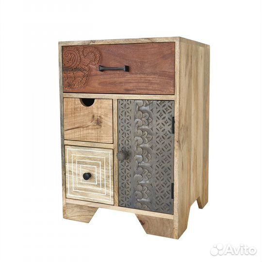 Тумба прикроватная деревянная с ящиками светлая