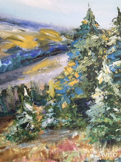 Картина маслом горный пейзаж