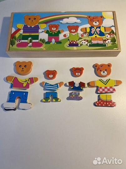 Деревянныы развивающий набор «Переодень Мишек»