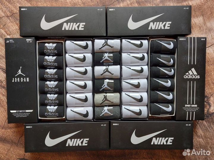 Носки Nike Adidas Jordan белые