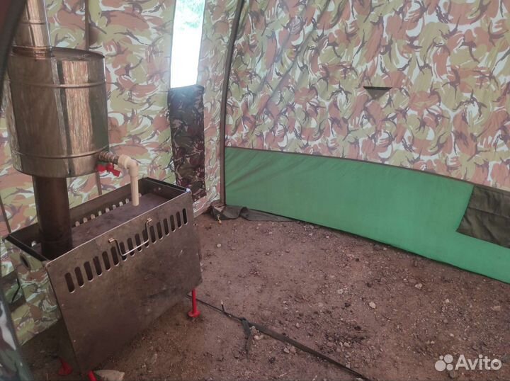 Походная баня с печкой