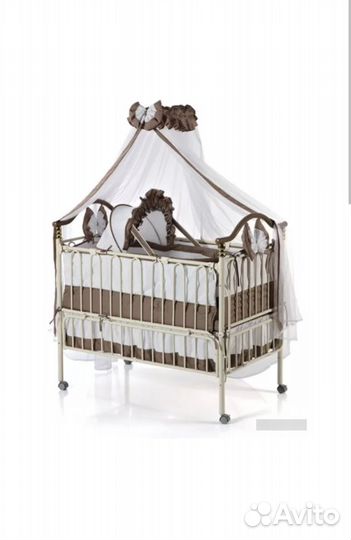 Детская кровать металлическая с подвесной люлькой