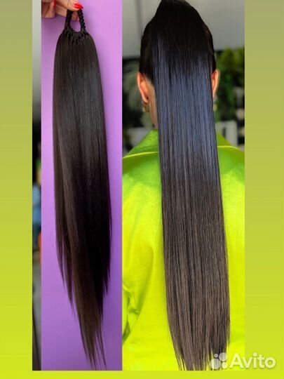 Хвост на резинке, накладной хвост, шиньон коса