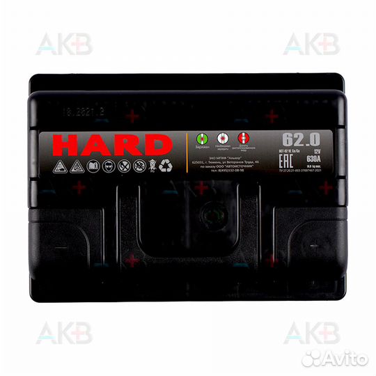 Аккумулятор автомобильный hard 62 Ач 630A о.п. низ