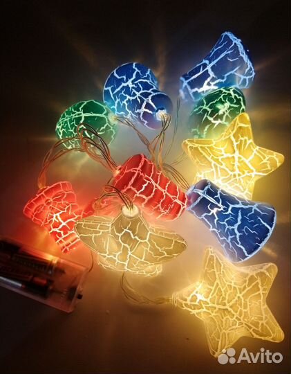 Гирлянда новогодняя 10 LED 1.5м на батарейках